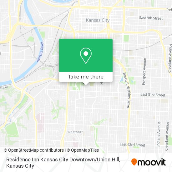 Residence Inn Kansas City Downtown / Union Hill map
