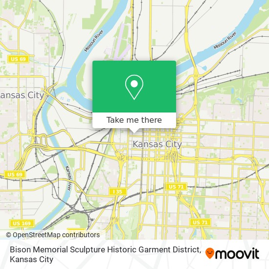 Bison Memorial Sculpture Historic Garment District map