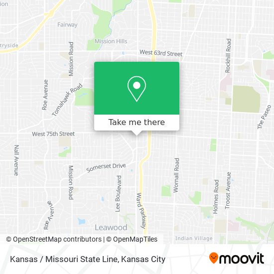 Mapa de Kansas / Missouri State Line