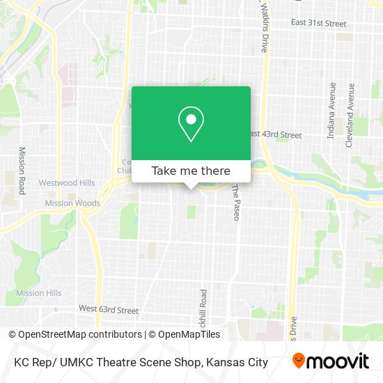 Mapa de KC Rep/ UMKC Theatre Scene Shop