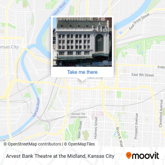 Arvest Bank Theatre at the Midland map
