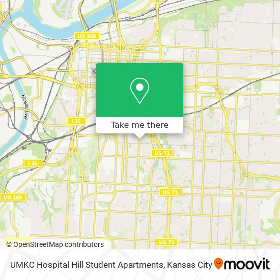 Mapa de UMKC Hospital Hill Student Apartments