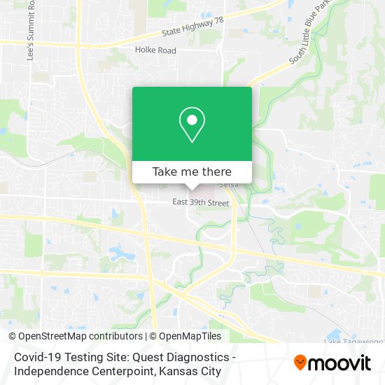 Mapa de Covid-19 Testing Site: Quest Diagnostics - Independence Centerpoint