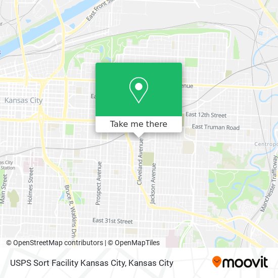 USPS Sort Facility Kansas City map