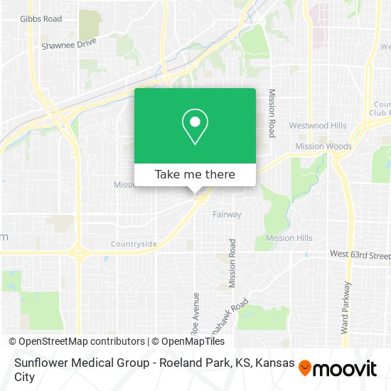 Mapa de Sunflower Medical Group - Roeland Park, KS