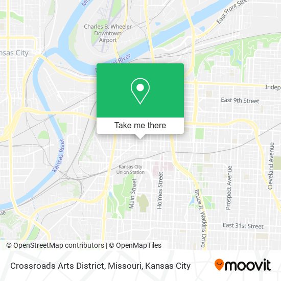 Crossroads Arts District, Missouri map