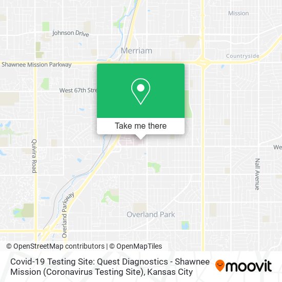 Covid-19 Testing Site: Quest Diagnostics - Shawnee Mission (Coronavirus Testing Site) map