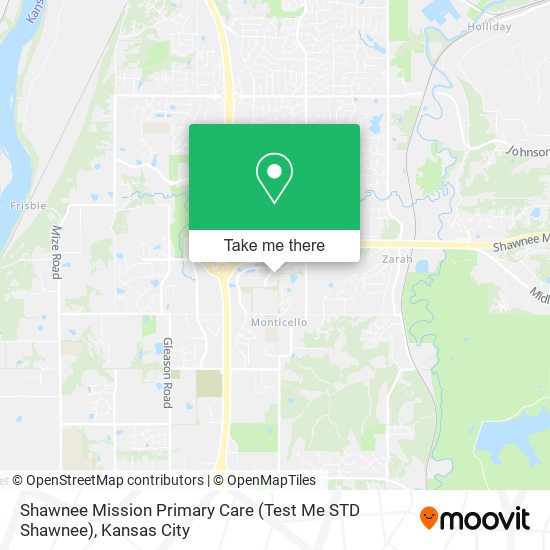 Shawnee Mission Primary Care (Test Me STD Shawnee) map