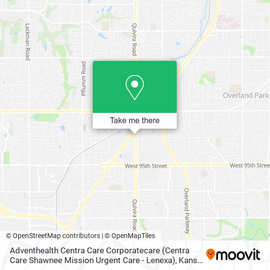 Mapa de Adventhealth Centra Care Corporatecare (Centra Care Shawnee Mission Urgent Care - Lenexa)