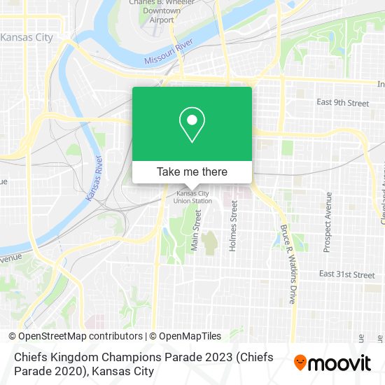 Mapa de Chiefs Kingdom Champions Parade 2023 (Chiefs Parade 2020)
