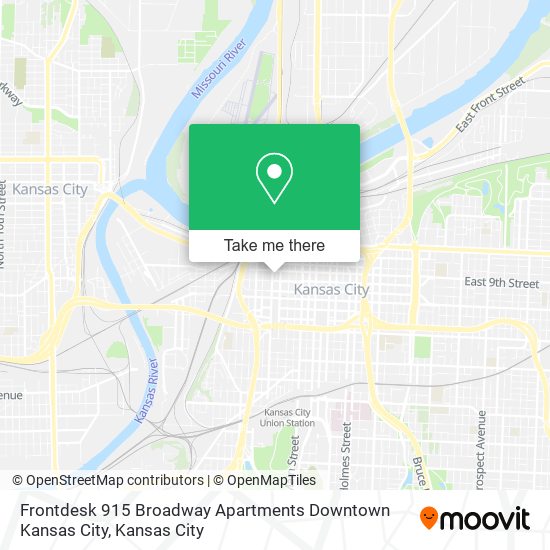 Mapa de Frontdesk 915 Broadway Apartments Downtown Kansas City