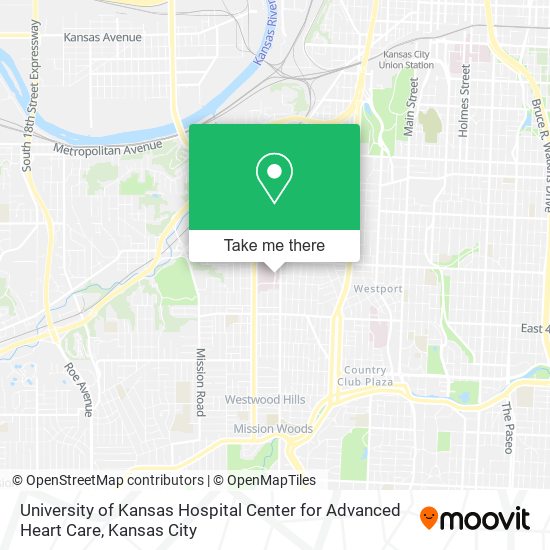 Mapa de University of Kansas Hospital Center for Advanced Heart Care