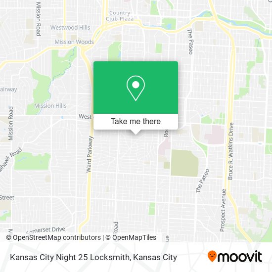 Mapa de Kansas City Night 25 Locksmith