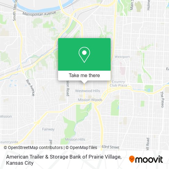 American Trailer & Storage Bank of Prairie Village map