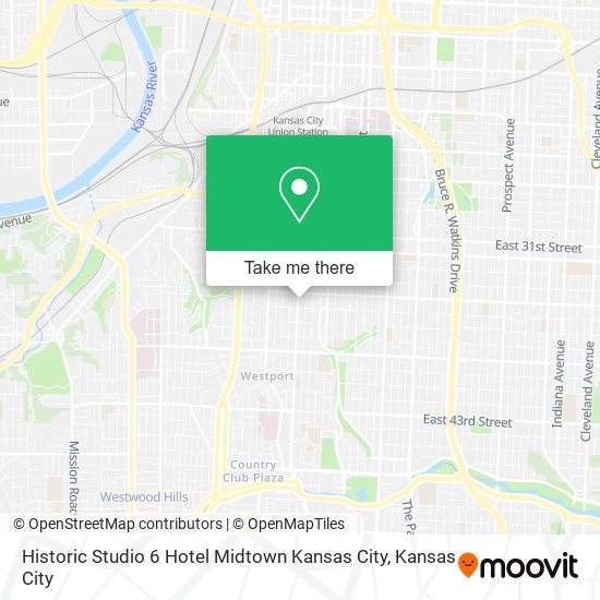 Historic Studio 6 Hotel Midtown Kansas City map