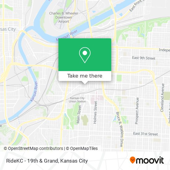 RideKC - 19th & Grand map