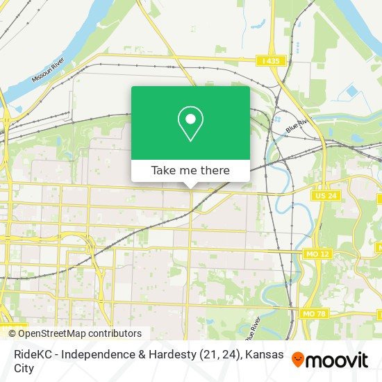 Mapa de RideKC - Independence & Hardesty (21, 24)