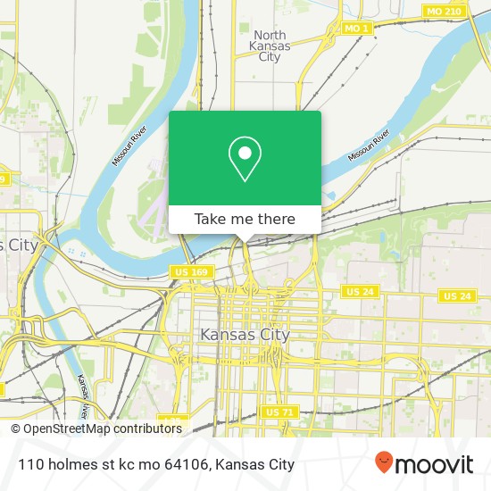 Mapa de 110 holmes st kc mo 64106