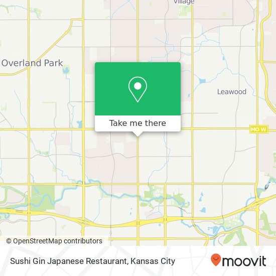 Mapa de Sushi Gin Japanese Restaurant, 9559 Nall Ave Overland Park, KS 66207