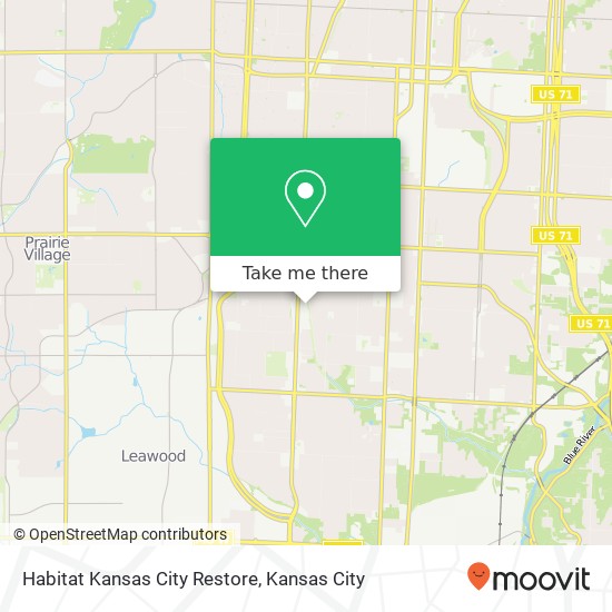 Mapa de Habitat Kansas City Restore, 303 W 79th St Kansas City, MO 64114