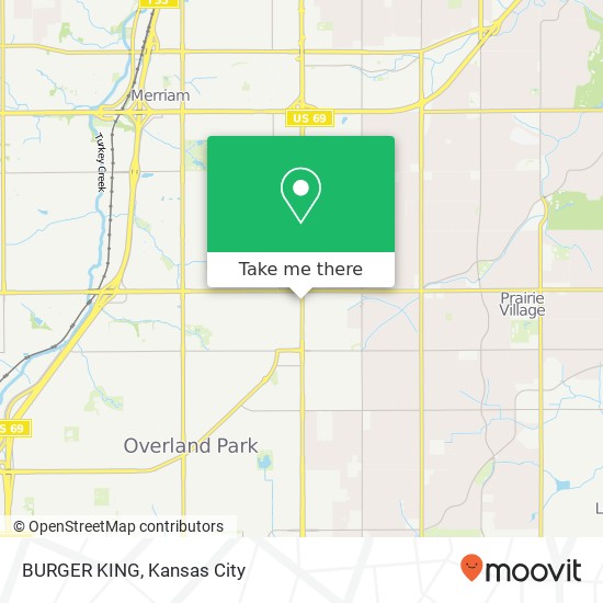 Mapa de BURGER KING, 7530 Metcalf Ave Overland Park, KS 66204