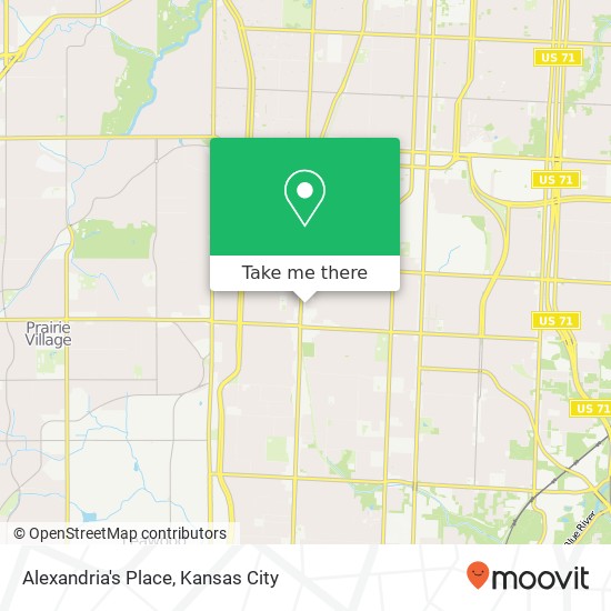 Mapa de Alexandria's Place, 7329 Broadway St Kansas City, MO 64114