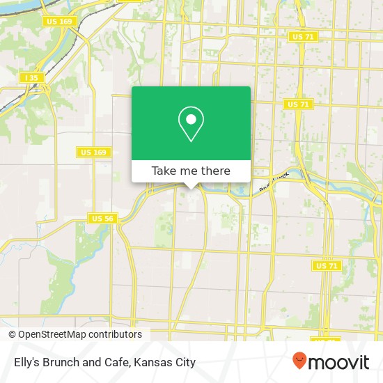 Mapa de Elly's Brunch and Cafe, 4800 Main St Kansas City, MO 64112