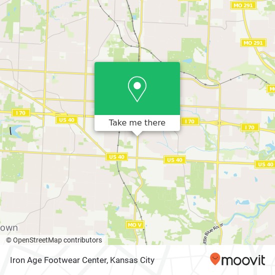 Mapa de Iron Age Footwear Center, 4380 S Noland Rd Independence, MO 64055