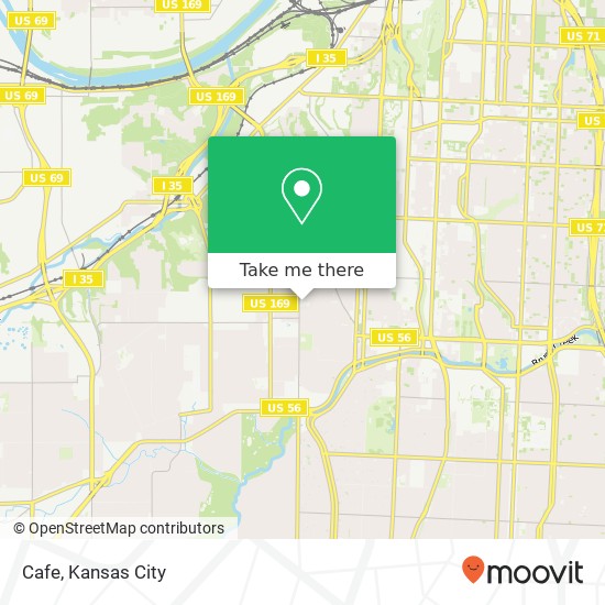 Mapa de Cafe, 4448 Bell St Kansas City, MO 64111