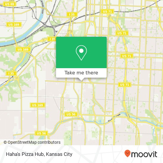 Mapa de Haha's Pizza Hub, 3834 Main St Kansas City, MO 64111