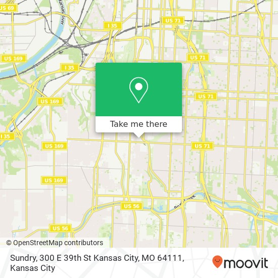 Mapa de Sundry, 300 E 39th St Kansas City, MO 64111