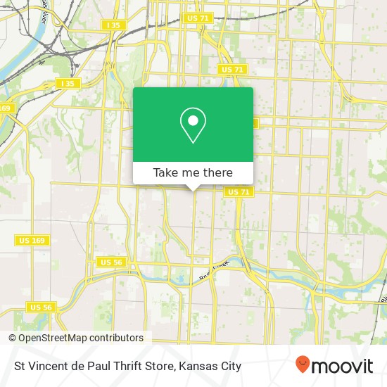 Mapa de St Vincent de Paul Thrift Store, 3922 Troost Ave Kansas City, MO 64110