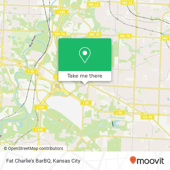 Mapa de Fat Charlie's BarBQ, 9025 E 35th St Kansas City, MO 64129