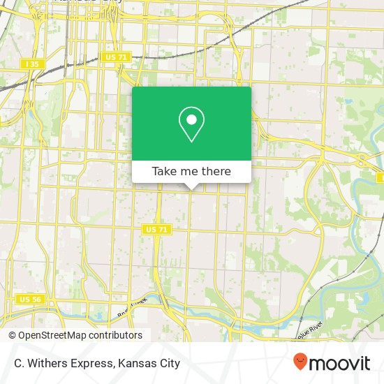 Mapa de C. Withers Express, 3445 Prospect Ave Kansas City, MO 64128