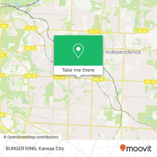 Mapa de BURGER KING, 11500 E 23rd St S Independence, MO 64052