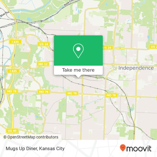 Mapa de Mugs Up Diner, 10921 E Winner Rd Independence, MO 64052