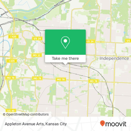 Mapa de Appleton Avenue Arts, 1717 Appleton Ave Independence, MO 64052