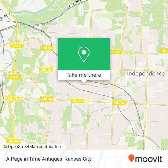 Mapa de A Page in Time Antiques, 10914 E Winner Rd Independence, MO 64052