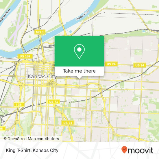 Mapa de King T-Shirt, 1217 Brooklyn Ave Kansas City, MO 64127