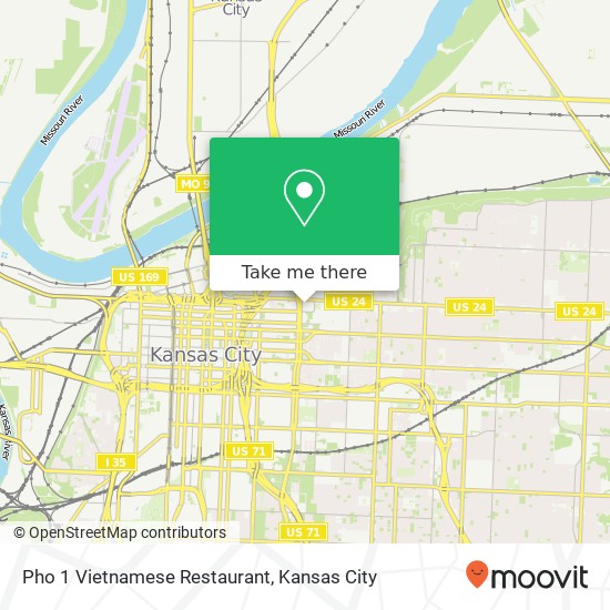 Mapa de Pho 1 Vietnamese Restaurant, 1447 Independence Ave Kansas City, MO 64106