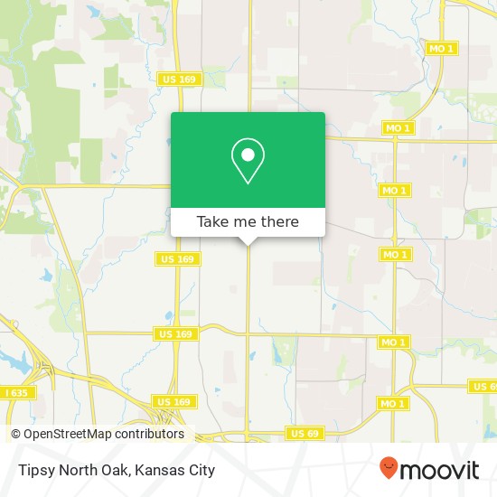 Mapa de Tipsy North Oak, Kansas City, MO 64118
