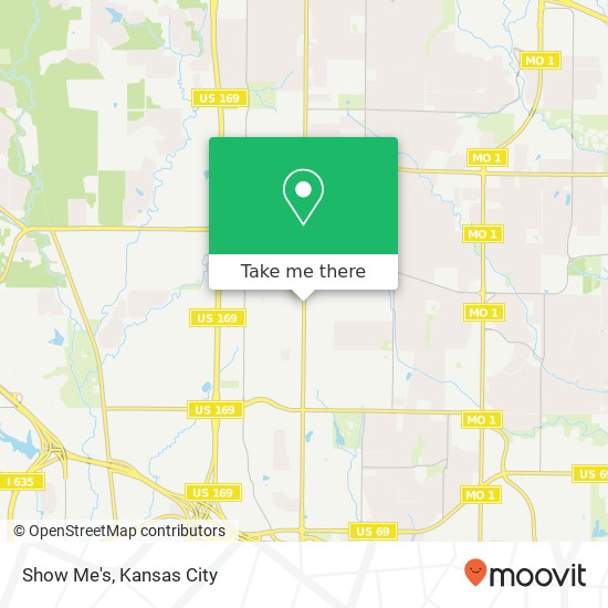Mapa de Show Me's, 6300 N Oak Trfy Kansas City, MO 64118