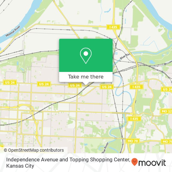 Independence Avenue and Topping Shopping Center map