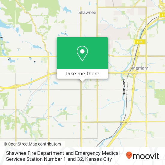 Shawnee Fire Department and Emergency Medical Services Station Number 1 and 32 map