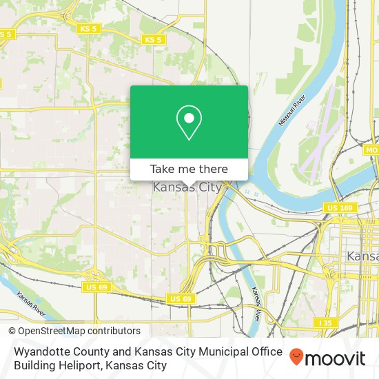 Wyandotte County and Kansas City Municipal Office Building Heliport map