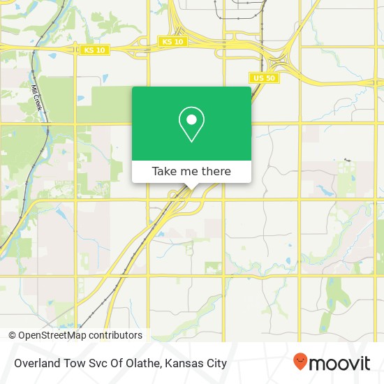 Overland Tow Svc Of Olathe map