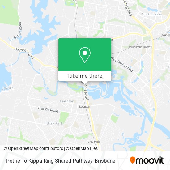 Petrie To Kippa-Ring Shared Pathway map