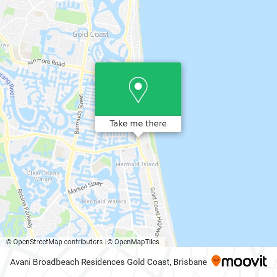 Mapa Avani Broadbeach Residences Gold Coast