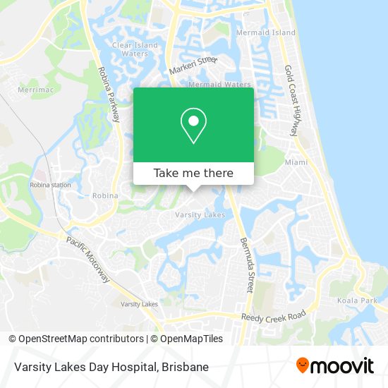 Varsity Lakes Day Hospital map