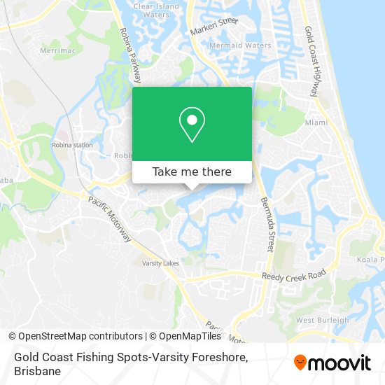 Gold Coast Fishing Spots-Varsity Foreshore map